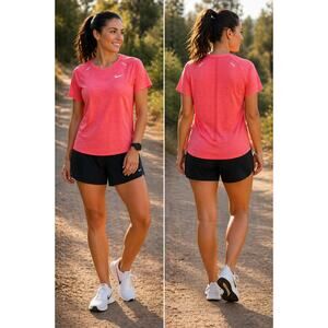 Nike Dri-FIT Miler Running Top Medium Coral Pink Short Sleeve Athletic Shirt